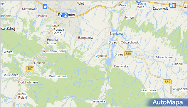 mapa Głębokie gmina Rymanów, Głębokie gmina Rymanów na mapie Targeo