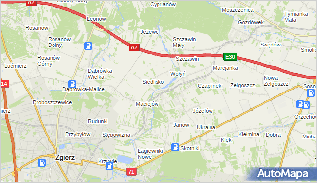 mapa Glinnik gmina Zgierz, Glinnik gmina Zgierz na mapie Targeo