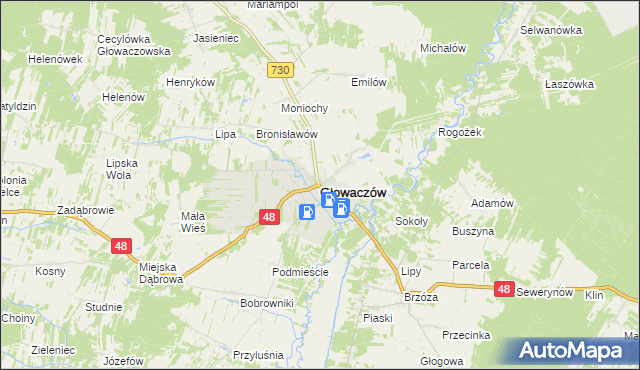mapa Głowaczów, Głowaczów na mapie Targeo