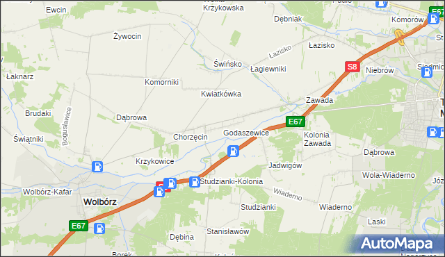 mapa Godaszewice, Godaszewice na mapie Targeo