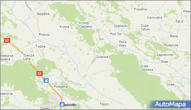 mapa Golanka gmina Kadzidło, Golanka gmina Kadzidło na mapie Targeo