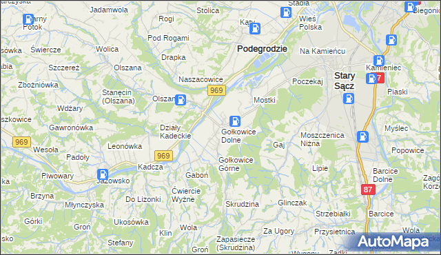 mapa Gołkowice Dolne, Gołkowice Dolne na mapie Targeo