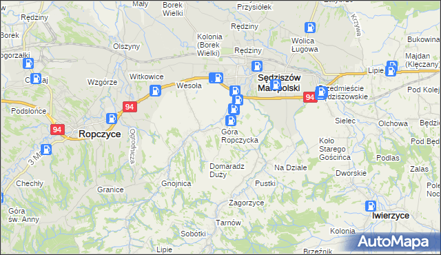 mapa Góra Ropczycka, Góra Ropczycka na mapie Targeo