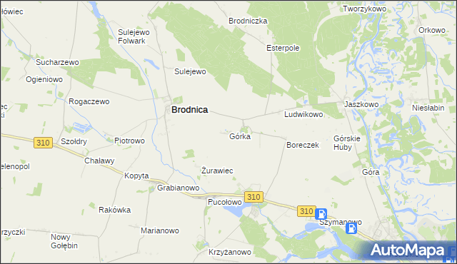 mapa Górka gmina Brodnica, Górka gmina Brodnica na mapie Targeo