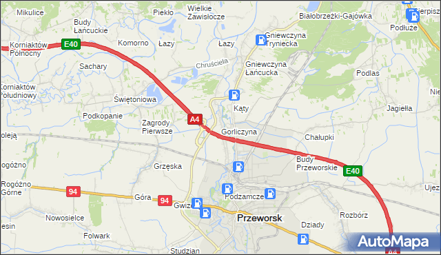 mapa Gorliczyna, Gorliczyna na mapie Targeo