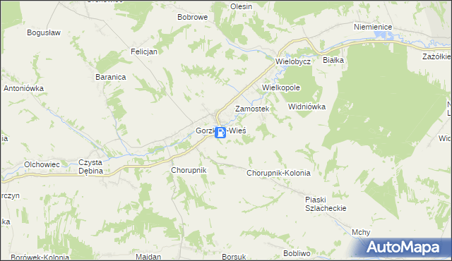 mapa Góry gmina Gorzków, Góry gmina Gorzków na mapie Targeo