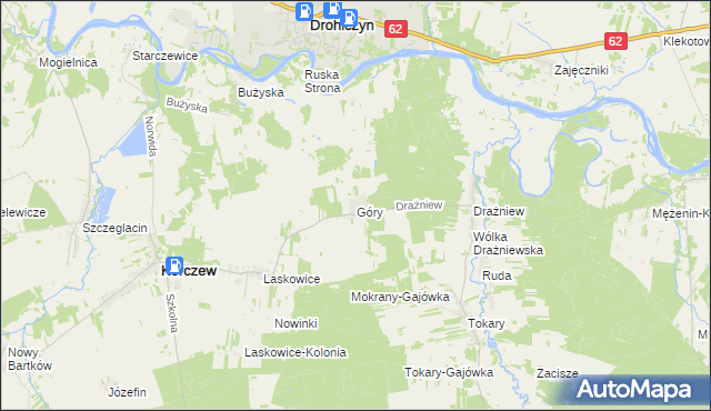 mapa Góry gmina Korczew, Góry gmina Korczew na mapie Targeo