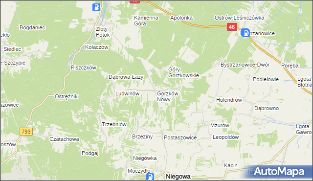 mapa Gorzków Nowy, Gorzków Nowy na mapie Targeo
