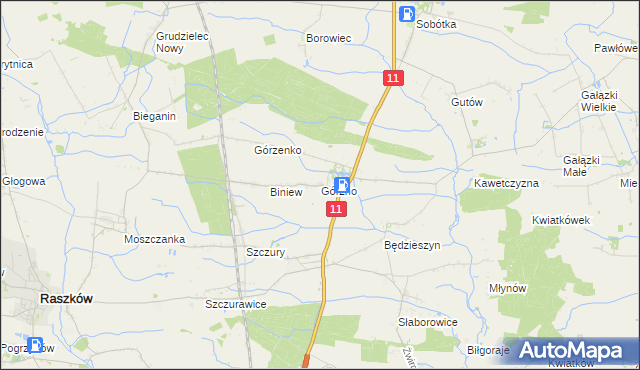 mapa Górzno gmina Ostrów Wielkopolski, Górzno gmina Ostrów Wielkopolski na mapie Targeo