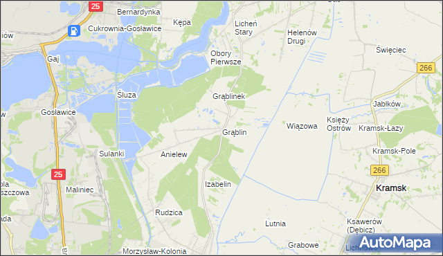 mapa Grąblin, Grąblin na mapie Targeo