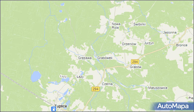 mapa Grabówek gmina Tuplice, Grabówek gmina Tuplice na mapie Targeo