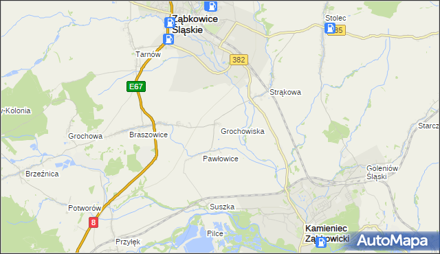mapa Grochowiska gmina Ząbkowice Śląskie, Grochowiska gmina Ząbkowice Śląskie na mapie Targeo