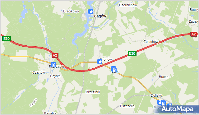 mapa Gronów gmina Łagów, Gronów gmina Łagów na mapie Targeo