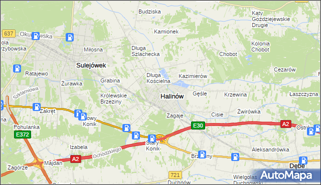 mapa Halinów powiat miński, Halinów powiat miński na mapie Targeo