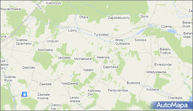 mapa Helenów gmina Adamów, Helenów gmina Adamów na mapie Targeo