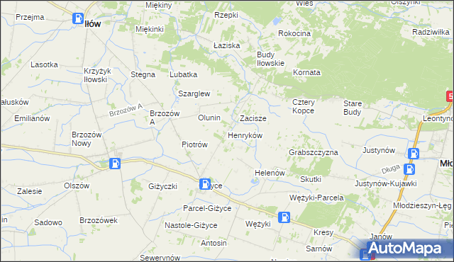 mapa Henryków gmina Iłów, Henryków gmina Iłów na mapie Targeo