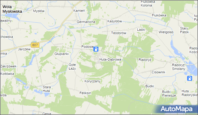 mapa Huta-Dąbrowa, Huta-Dąbrowa na mapie Targeo