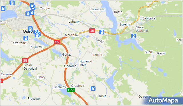 mapa Idzbark, Idzbark na mapie Targeo