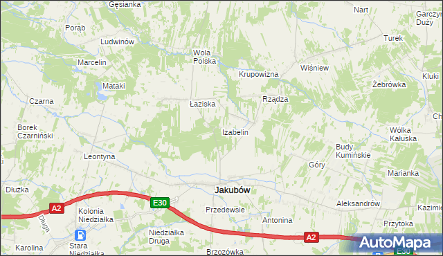 mapa Izabelin gmina Jakubów, Izabelin gmina Jakubów na mapie Targeo