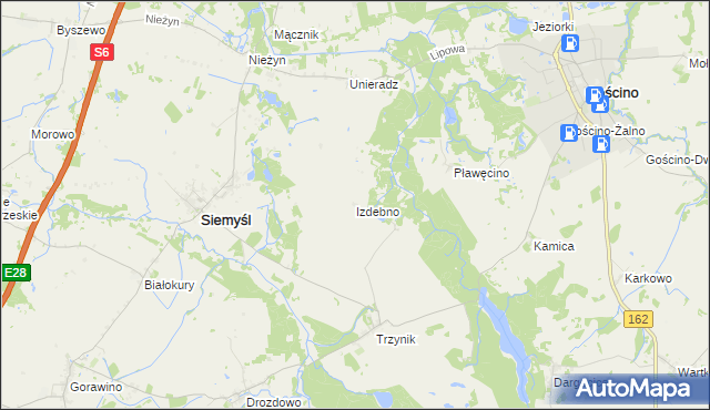 mapa Izdebno gmina Siemyśl, Izdebno gmina Siemyśl na mapie Targeo