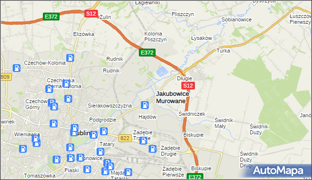 mapa Jakubowice Murowane, Jakubowice Murowane na mapie Targeo