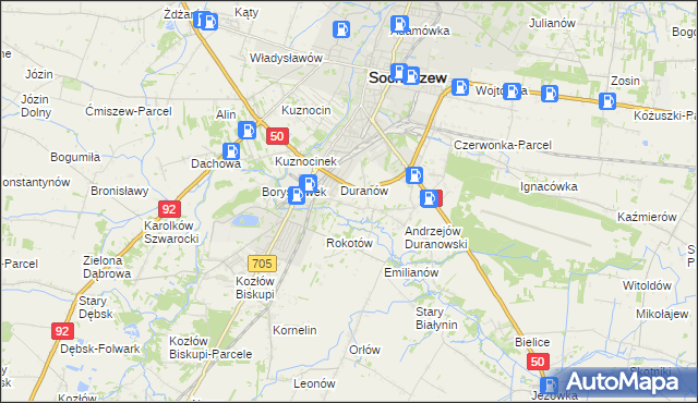 mapa Janówek Duranowski, Janówek Duranowski na mapie Targeo