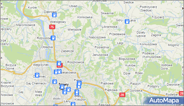 mapa Januszowa, Januszowa na mapie Targeo