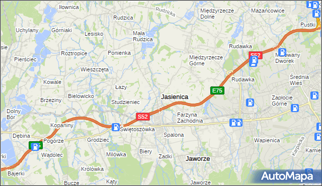 mapa Jasienica powiat bielski, Jasienica powiat bielski na mapie Targeo