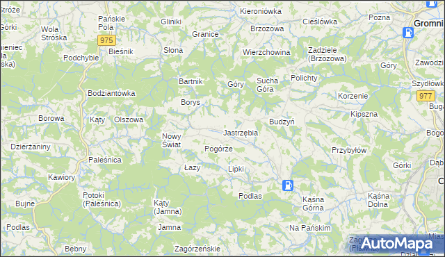 mapa Jastrzębia gmina Ciężkowice, Jastrzębia gmina Ciężkowice na mapie Targeo