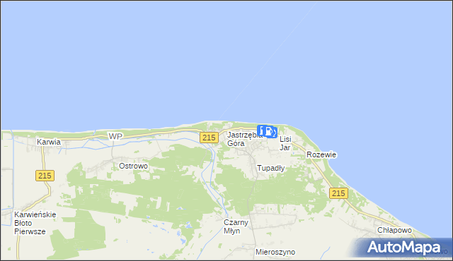 mapa Jastrzębia Góra, Jastrzębia Góra na mapie Targeo