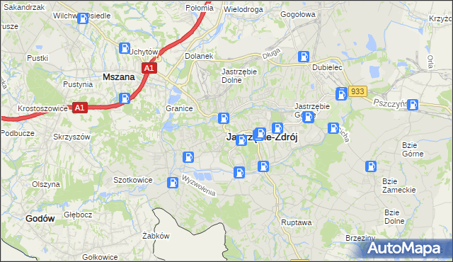 mapa Jastrzębie-Zdrój, Jastrzębie-Zdrój na mapie Targeo