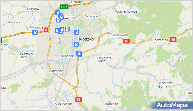 mapa Jaszkowa Dolna, Jaszkowa Dolna na mapie Targeo