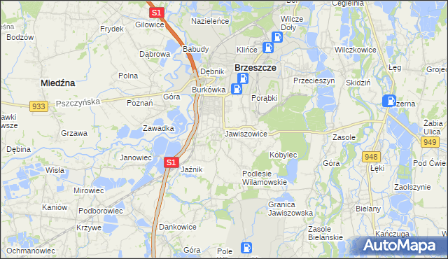 mapa Jawiszowice, Jawiszowice na mapie Targeo
