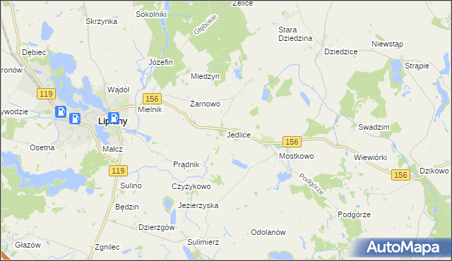 mapa Jedlice gmina Lipiany, Jedlice gmina Lipiany na mapie Targeo