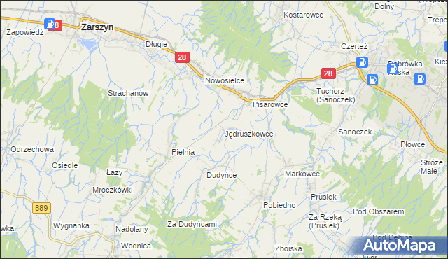 mapa Jędruszkowce, Jędruszkowce na mapie Targeo