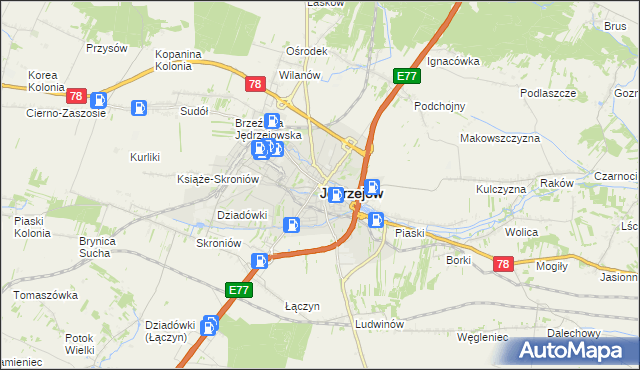 mapa Jędrzejów, Jędrzejów na mapie Targeo