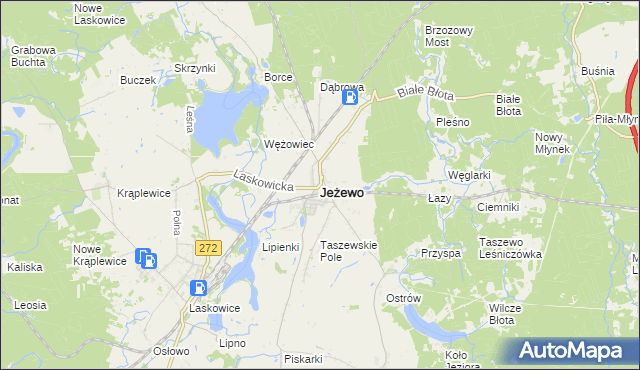 mapa Jeżewo powiat świecki, Jeżewo powiat świecki na mapie Targeo