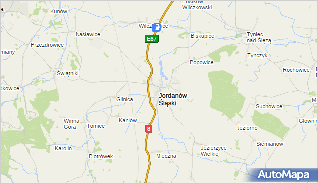 mapa Jordanów Śląski, Jordanów Śląski na mapie Targeo