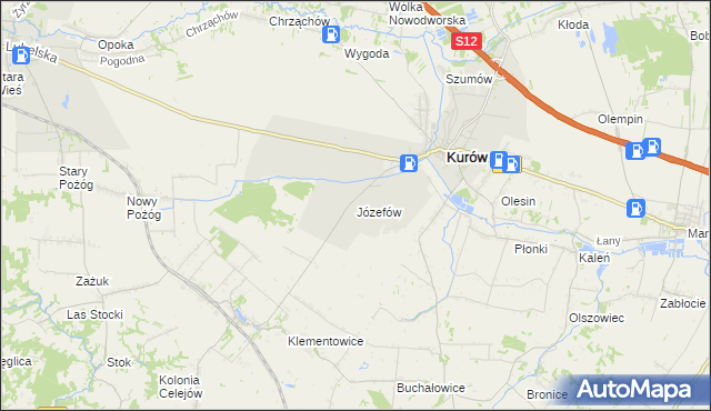 mapa Józefów gmina Kurów, Józefów gmina Kurów na mapie Targeo