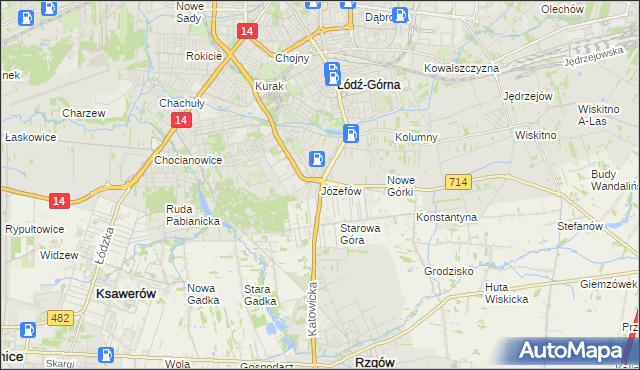 mapa Józefów gmina Łódź, Józefów gmina Łódź na mapie Targeo