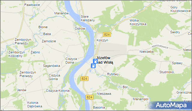 mapa Józefów nad Wisłą, Józefów nad Wisłą na mapie Targeo