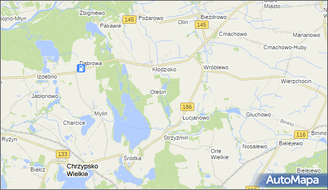 mapa Józefowo gmina Wronki, Józefowo gmina Wronki na mapie Targeo