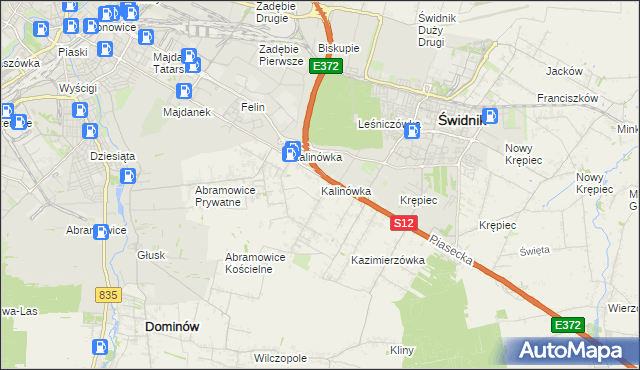 mapa Kalinówka gmina Głusk, Kalinówka gmina Głusk na mapie Targeo