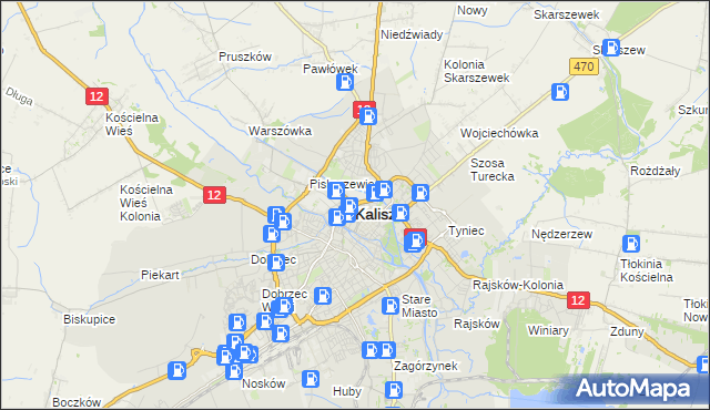 mapa Kalisza, Kalisz na mapie Targeo