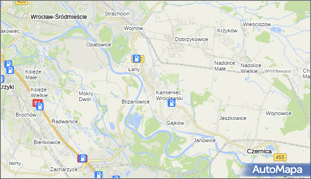 mapa Kamieniec Wrocławski, Kamieniec Wrocławski na mapie Targeo