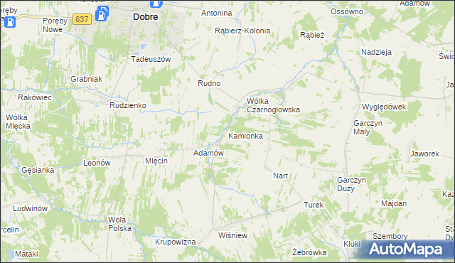 mapa Kamionka gmina Jakubów, Kamionka gmina Jakubów na mapie Targeo