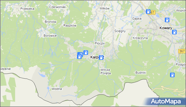 mapa Karpacz, Karpacz na mapie Targeo