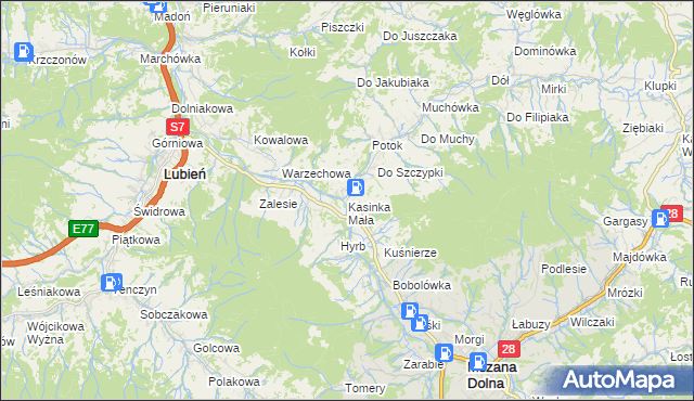 mapa Kasinka Mała, Kasinka Mała na mapie Targeo