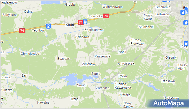 mapa Kaszewice, Kaszewice na mapie Targeo