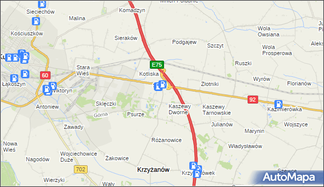 mapa Kaszewy Kościelne, Kaszewy Kościelne na mapie Targeo